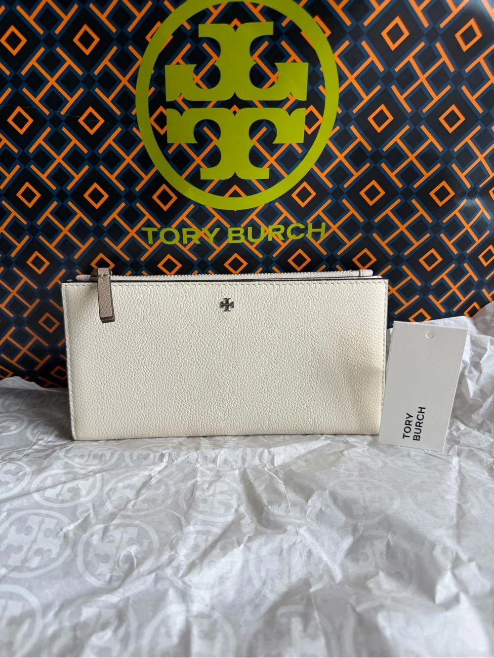 Tory Burch Colorblock Slim Envelope Wallet Warm White Pink